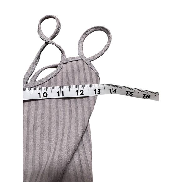 PrettyLittleThing Gray Ribbed Double Strap Jumpsuit Size 6 NWT - Picture 6 of 6